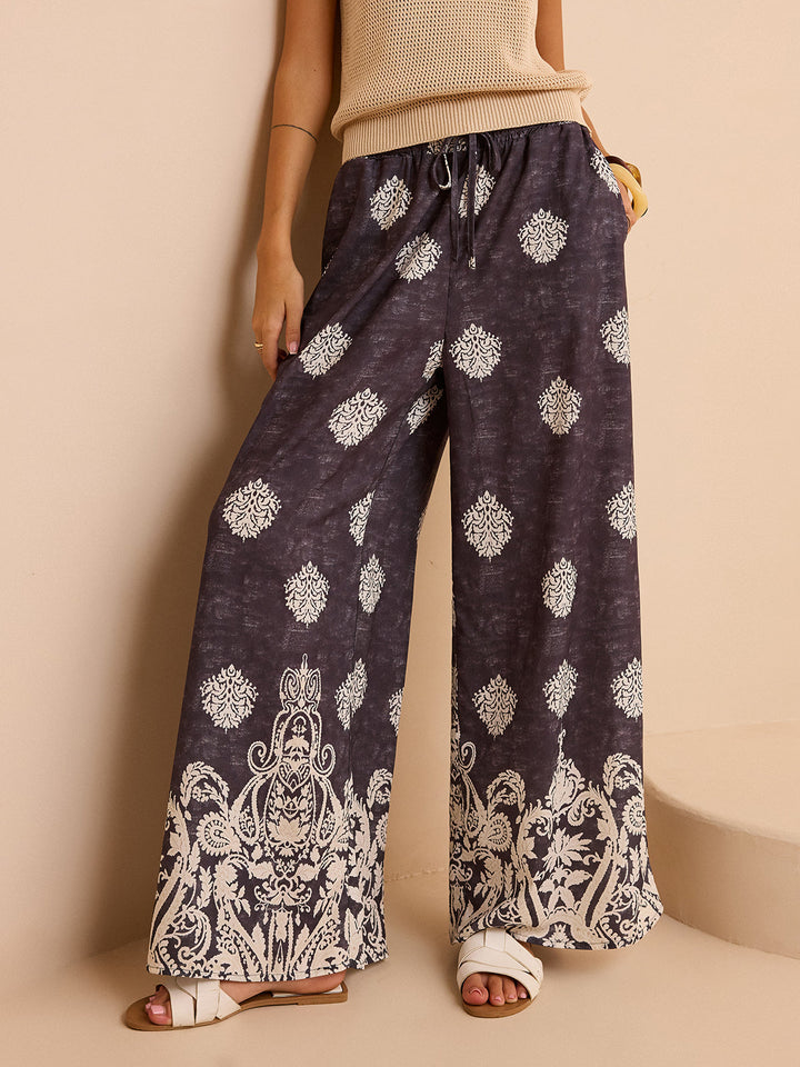 Printed Wide-Leg Pants