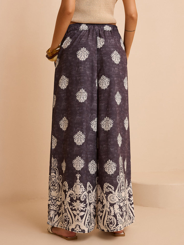 Printed Wide-Leg Pants