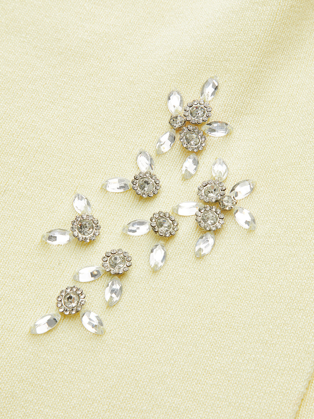 Off-Shoulder Knit Top with Crystal Embellishments