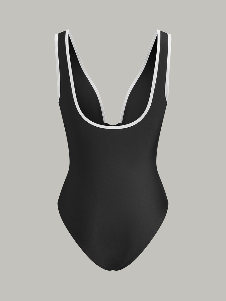 Deep V-Neck Ruched One-Piece Swimsuit
