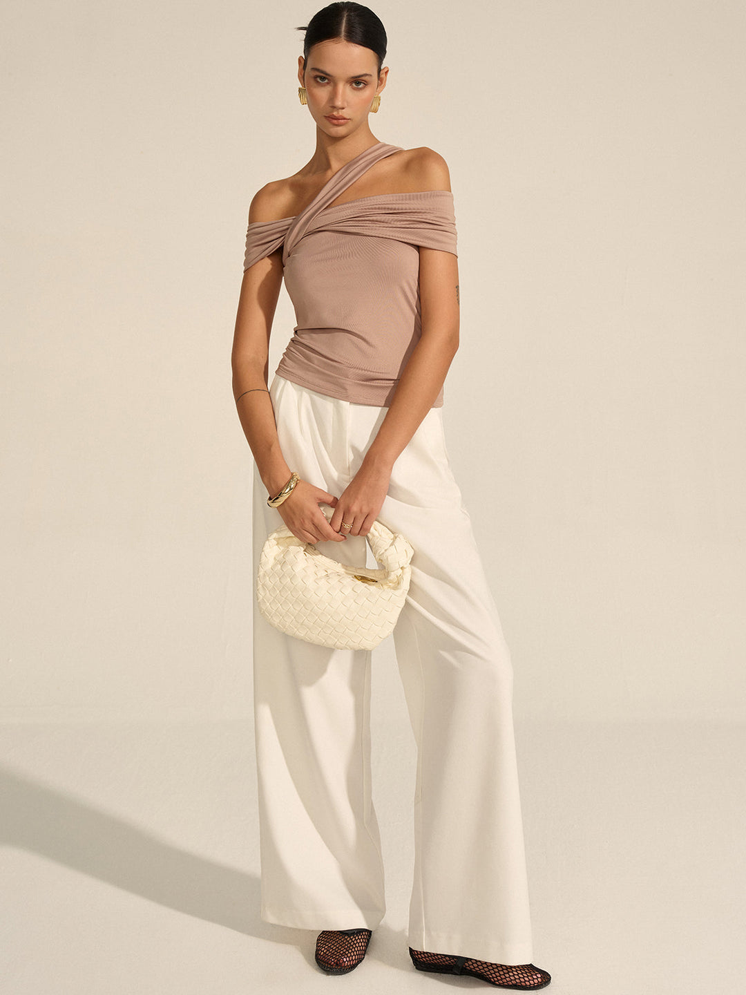 Asymmetrical Twist Off-Shoulder Top