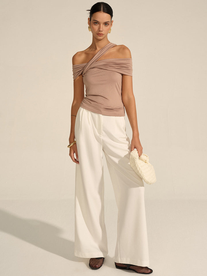 Asymmetrical Twist Off-Shoulder Top
