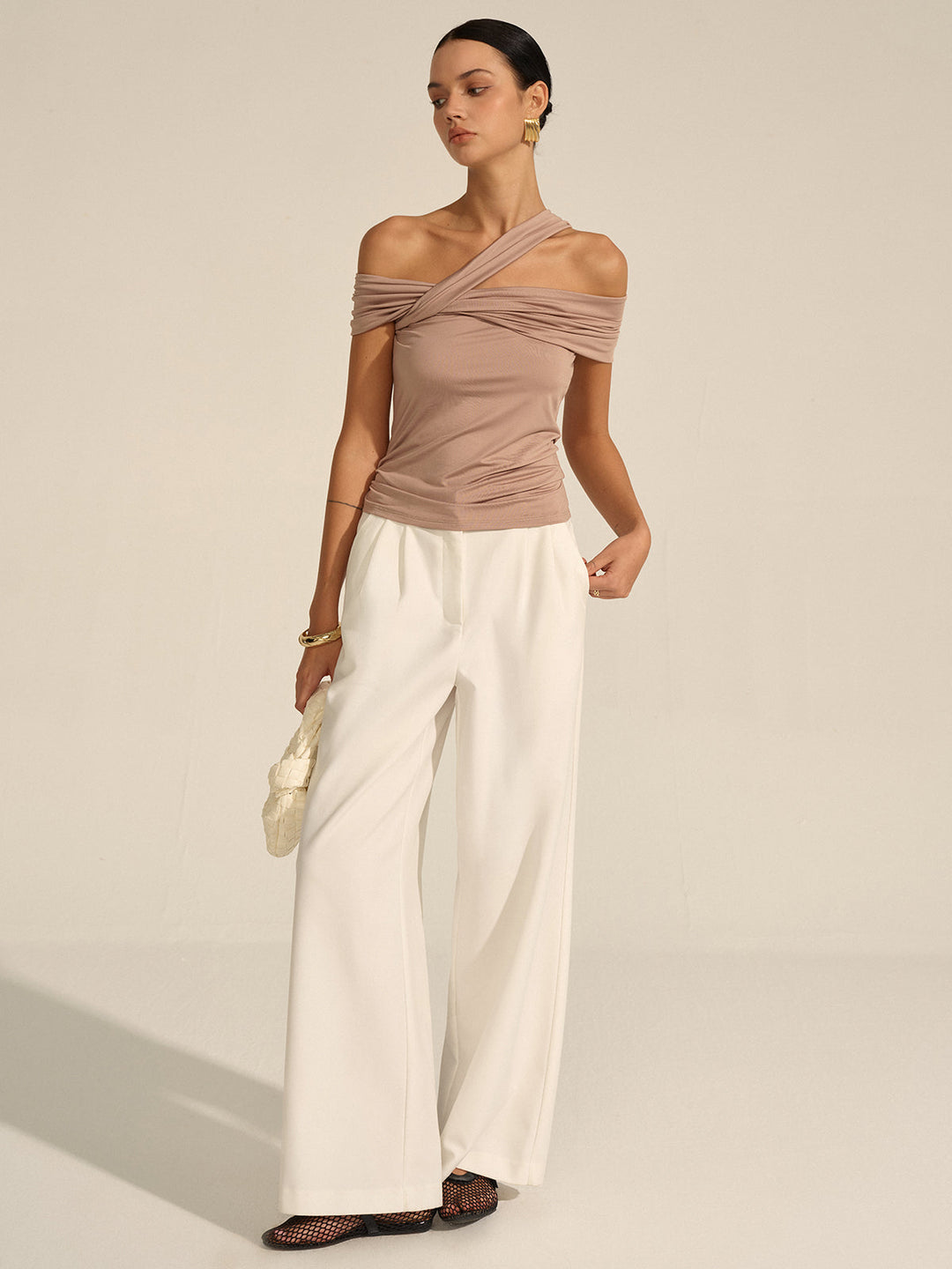 Asymmetrical Twist Off-Shoulder Top