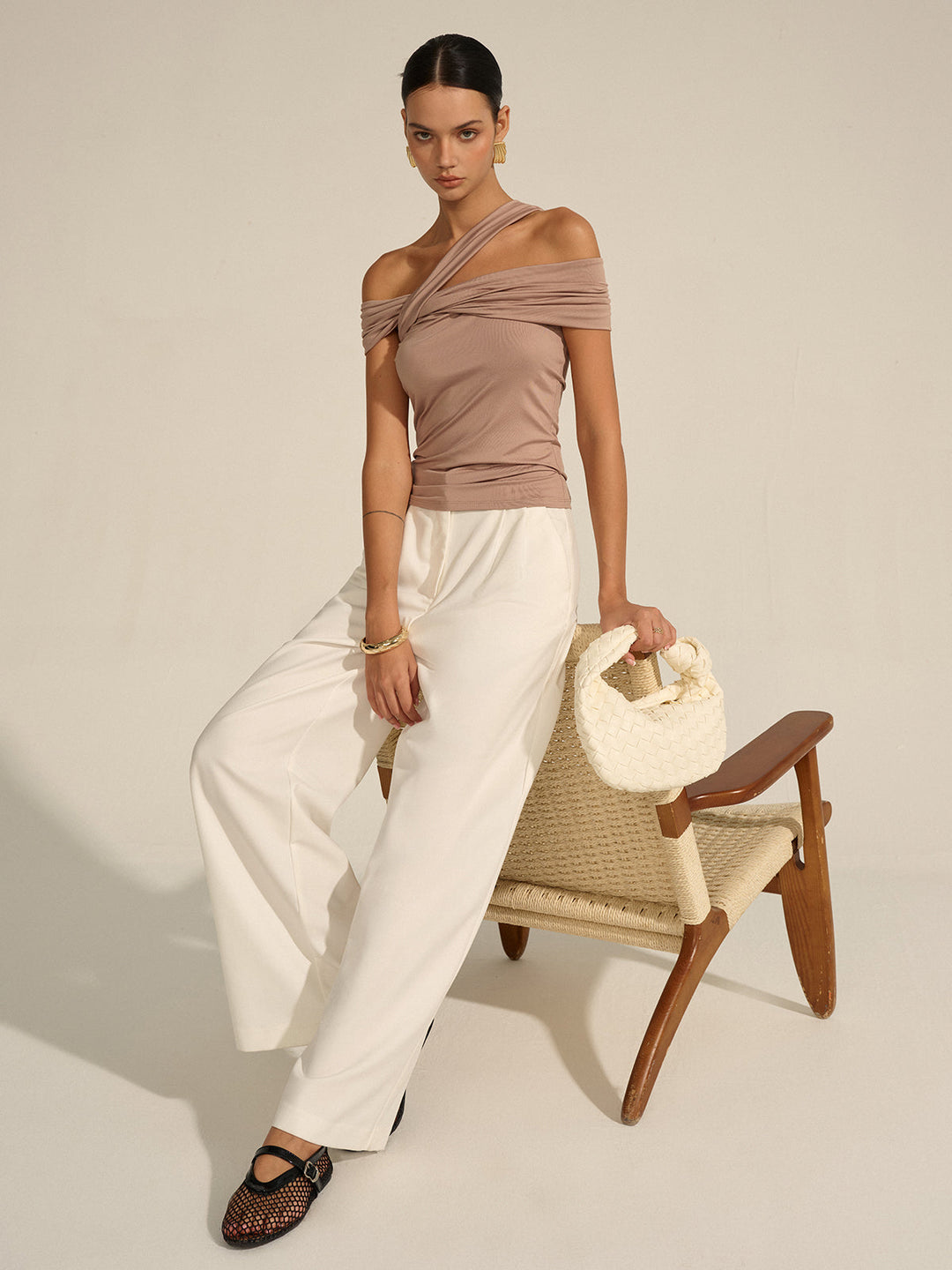 Asymmetrical Twist Off-Shoulder Top