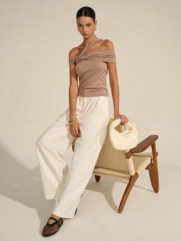 Asymmetrical Twist Off-Shoulder Top