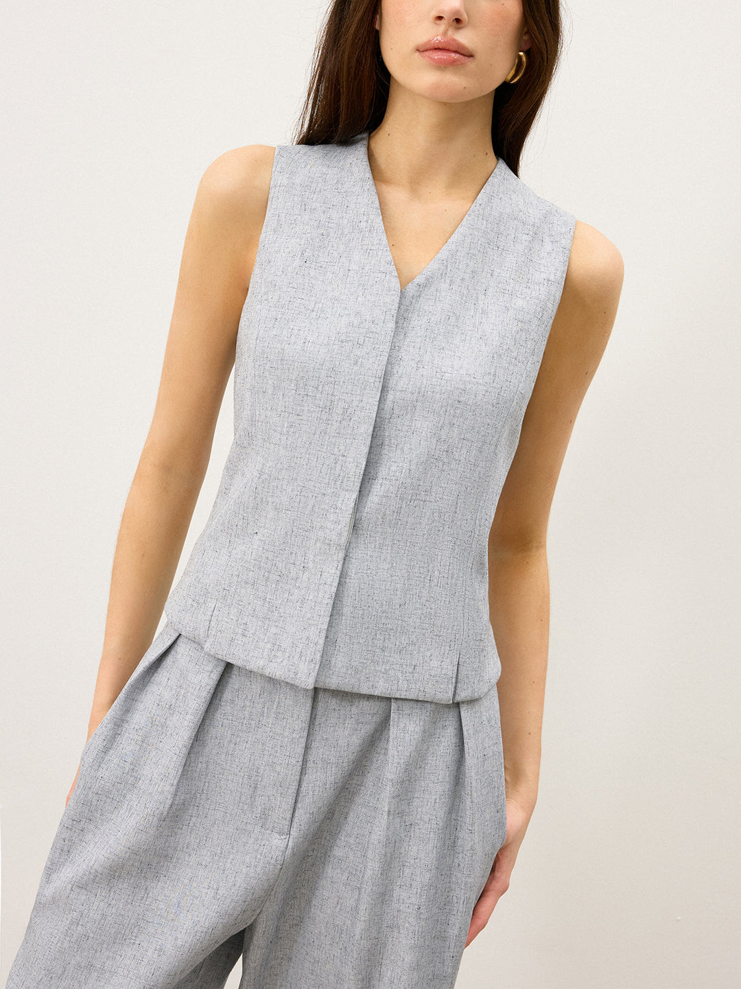 Back Buttons Slit Hem Vest