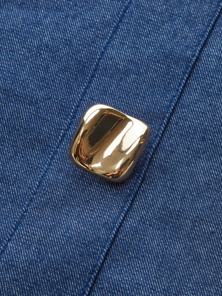 Cotton-Paneled Faux Denim Tank Top