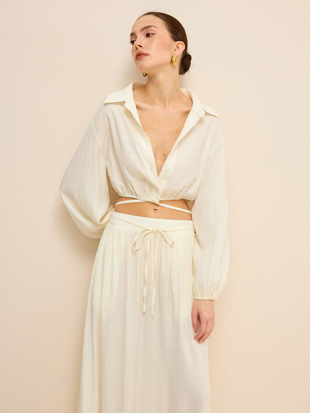 Cropped Shirt with Crisscross Tie-Back