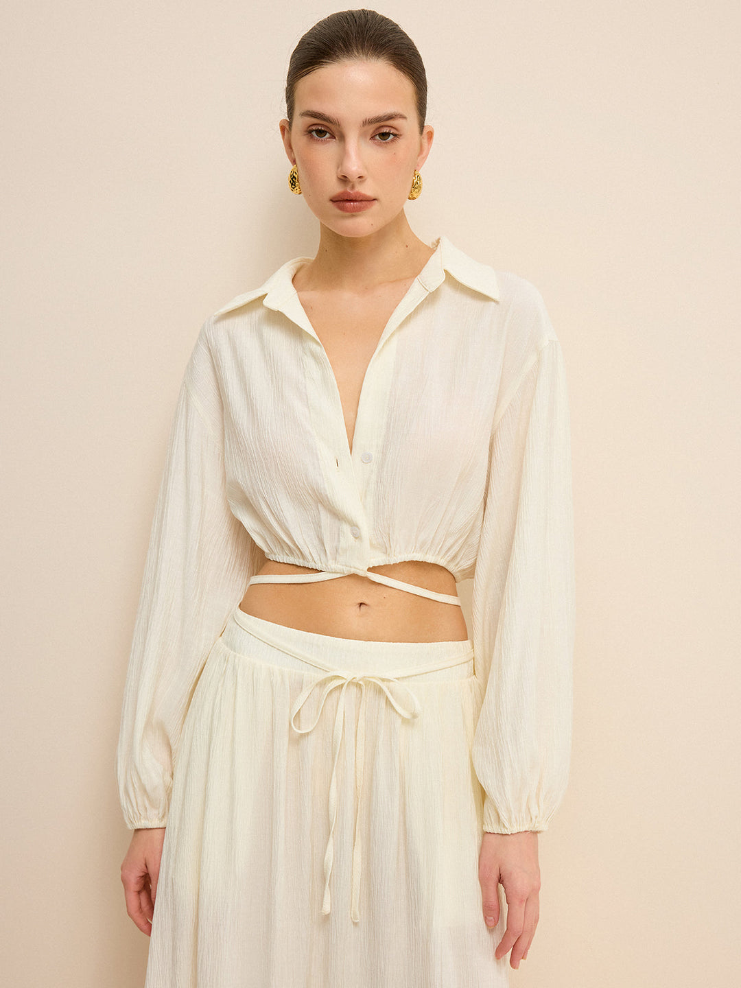 Cropped Shirt with Crisscross Tie-Back