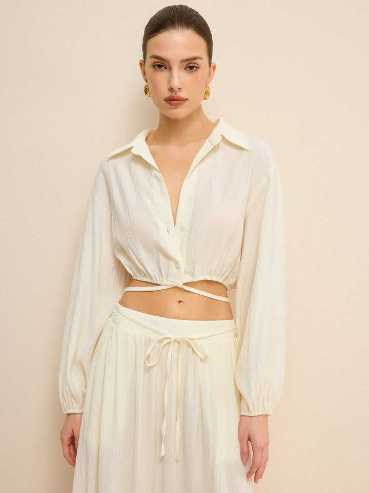Cropped Shirt with Crisscross Tie-Back
