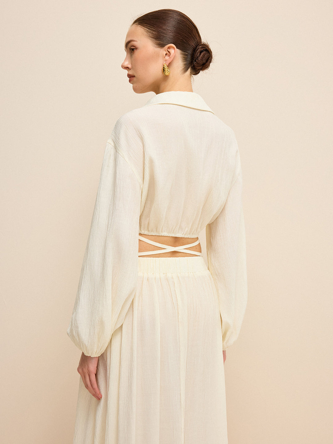 Cropped Shirt with Crisscross Tie-Back