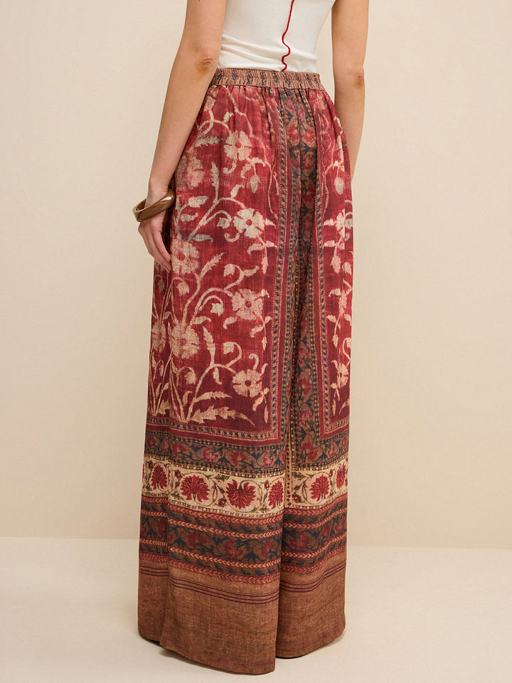 Boho Print Wide-Leg Pants
