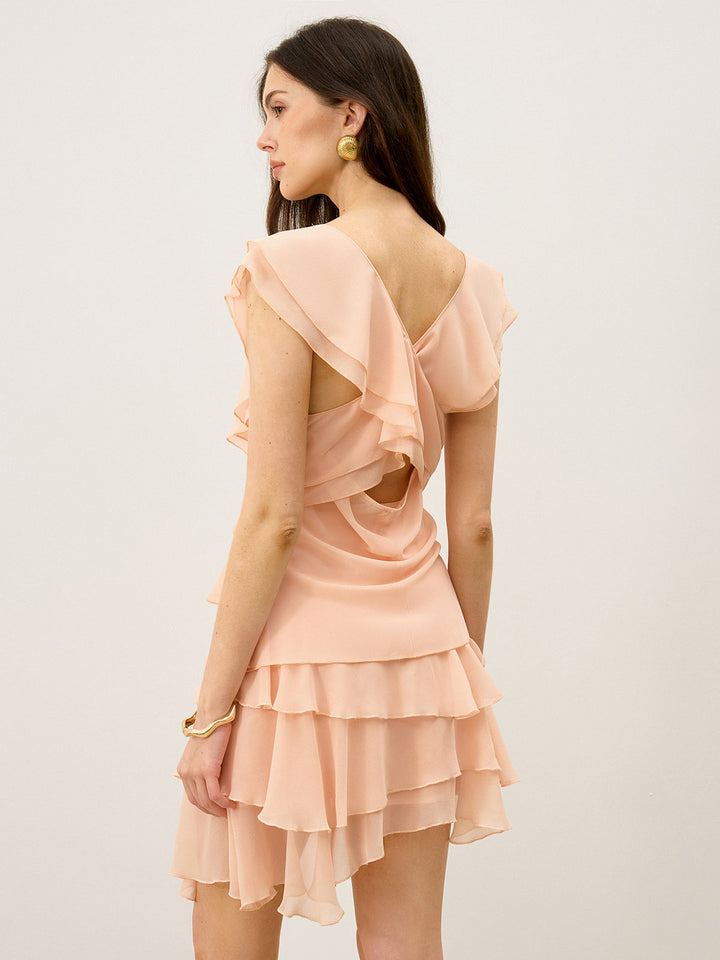 Semi-Sheer Ruffled Chiffon Mini Skirt