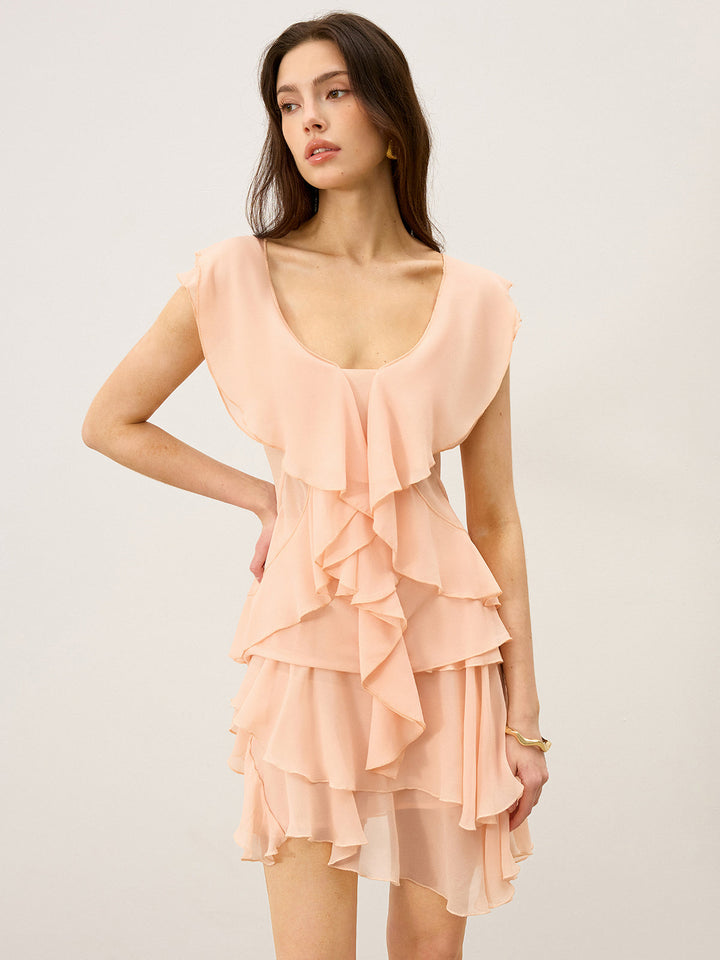 Semi-Sheer Ruffled Chiffon Blouse