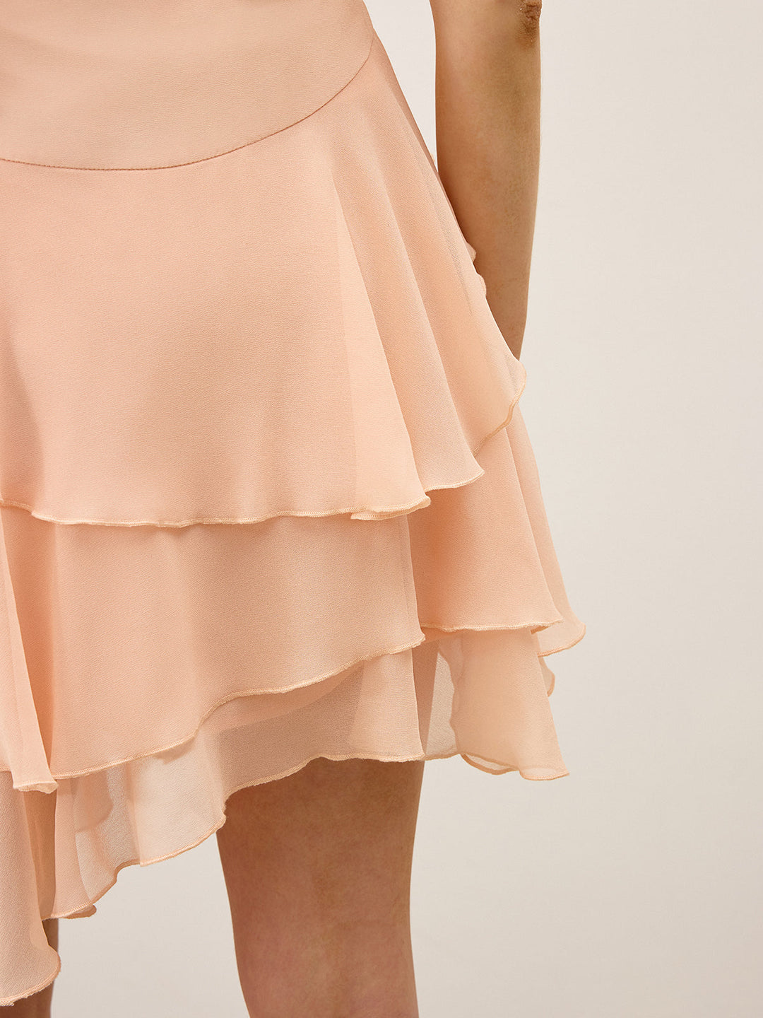 Semi-Sheer Ruffled Chiffon Mini Skirt