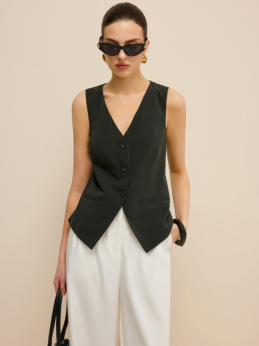 Pinstripe V-Neck Vest