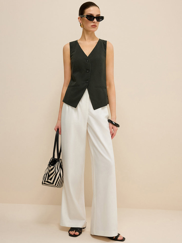 Pinstripe V-Neck Vest