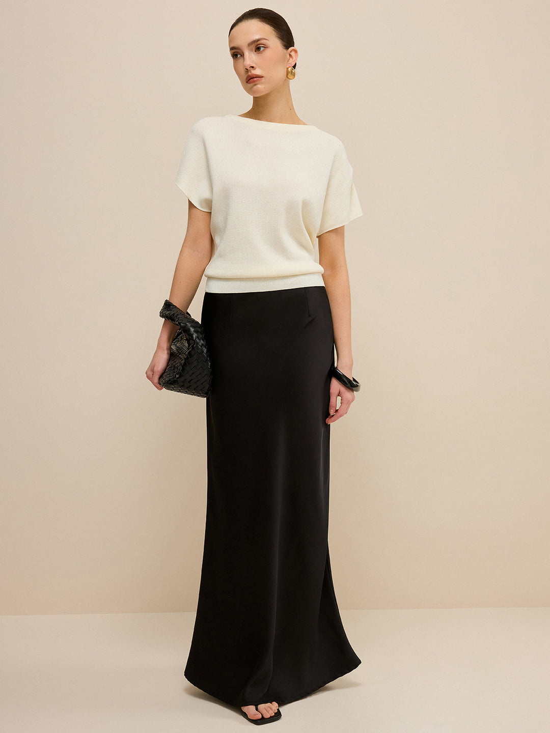 Elasticized Hem Knit Top