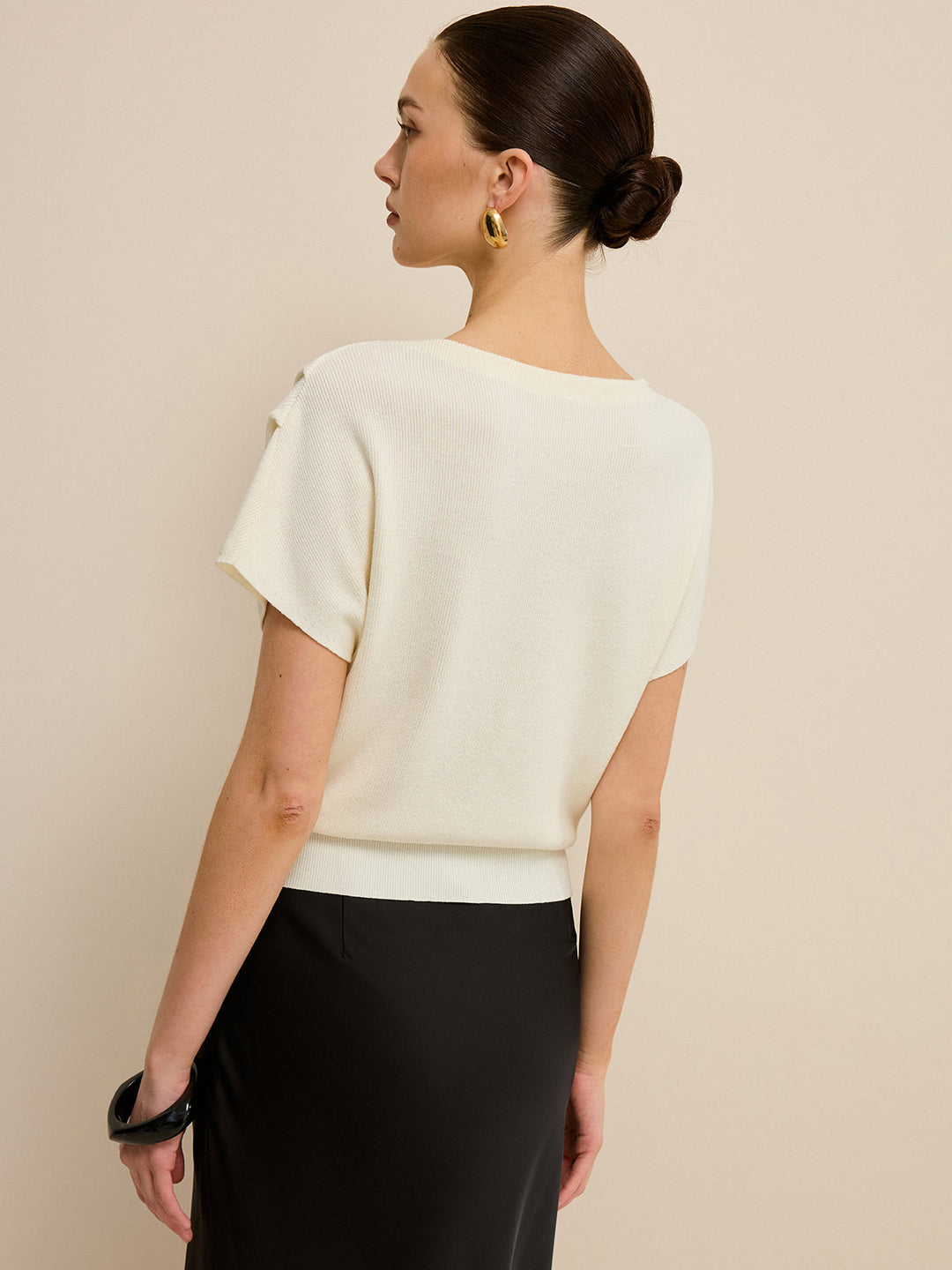 Elasticized Hem Knit Top