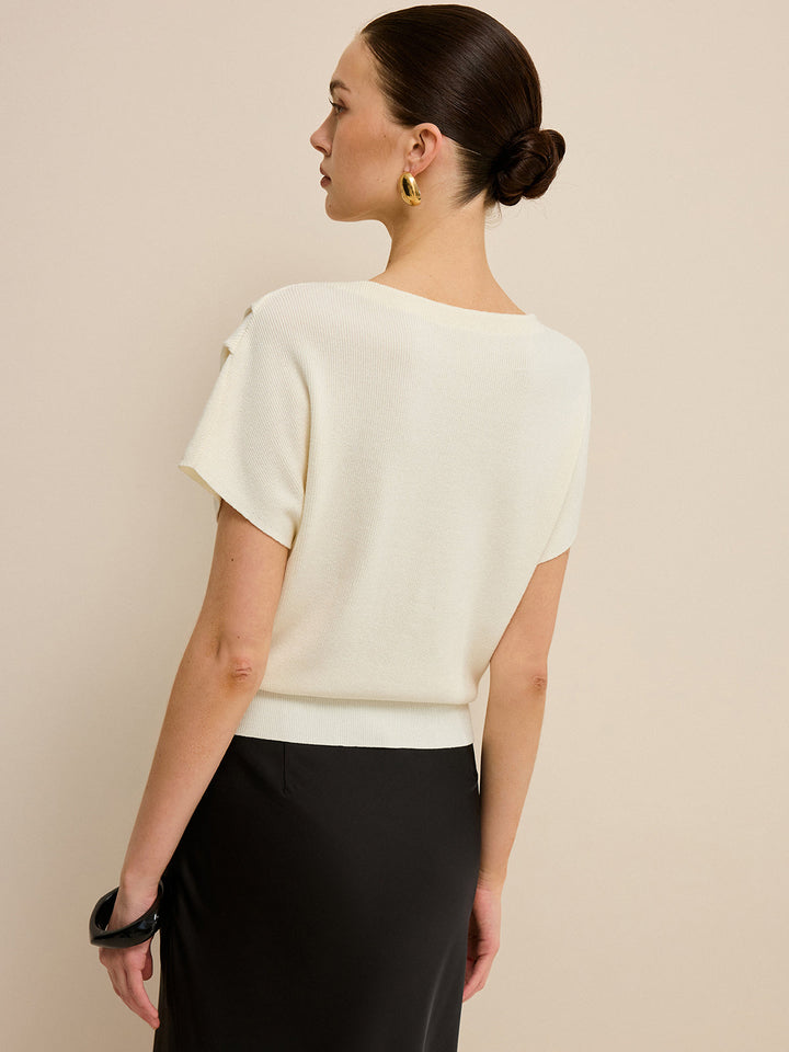 Elasticized Hem Knit Top