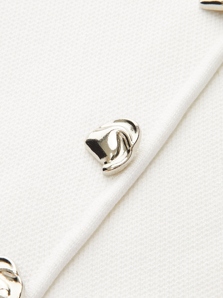 Sleeveless Slit Mini Dress with Metal Decor