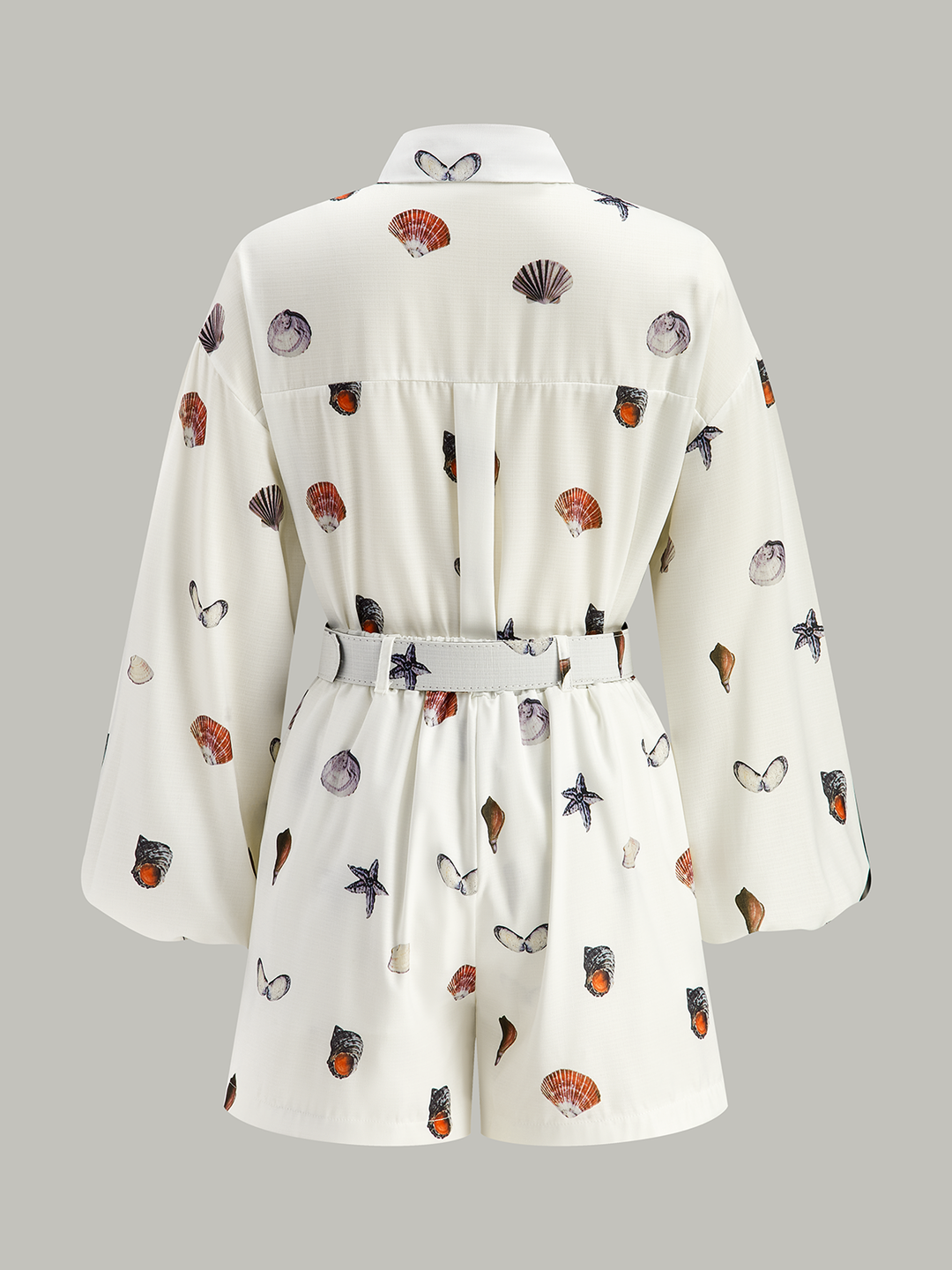 Belted Seashell Print Shorts Set