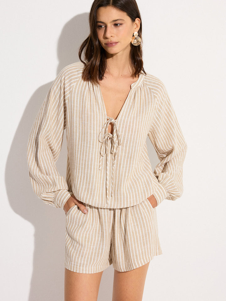 Striped Linen & Cotton Shorts Set