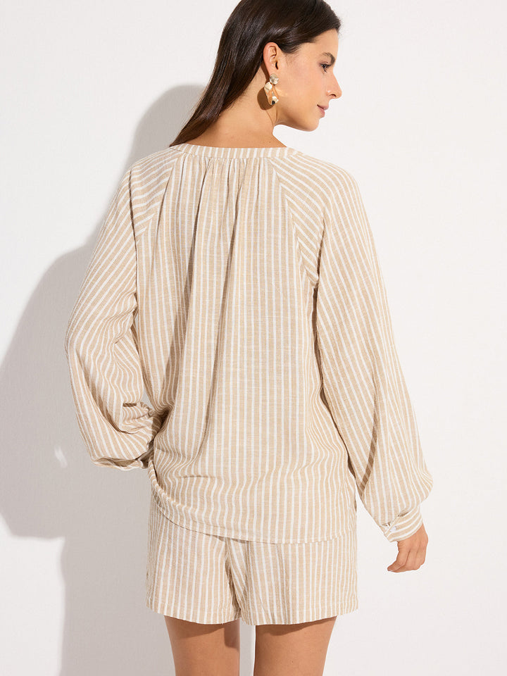 Striped Linen & Cotton Shorts Set