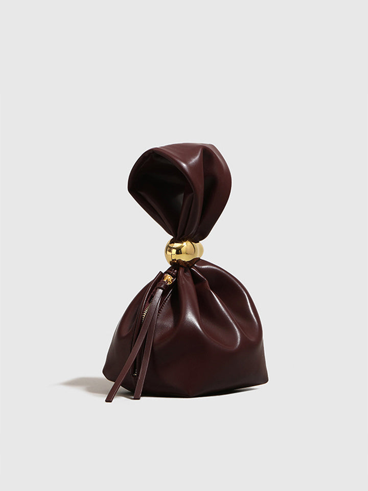 Simple Oval-Ring Drawstring Bucket Bag