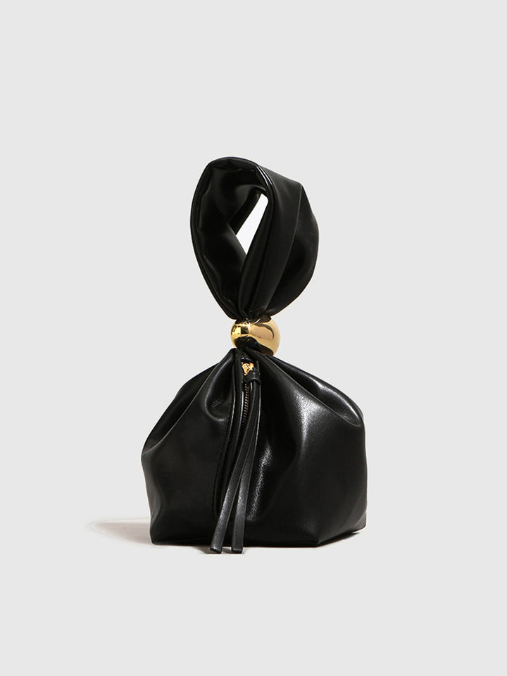 Simple Oval-Ring Drawstring Bucket Bag