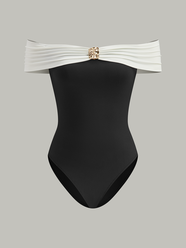 Metal Decor Off-Shoulder Bodysuit