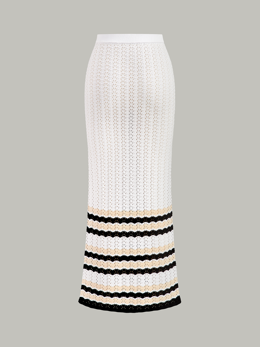 Striped Hem Knit Maxi Skirt