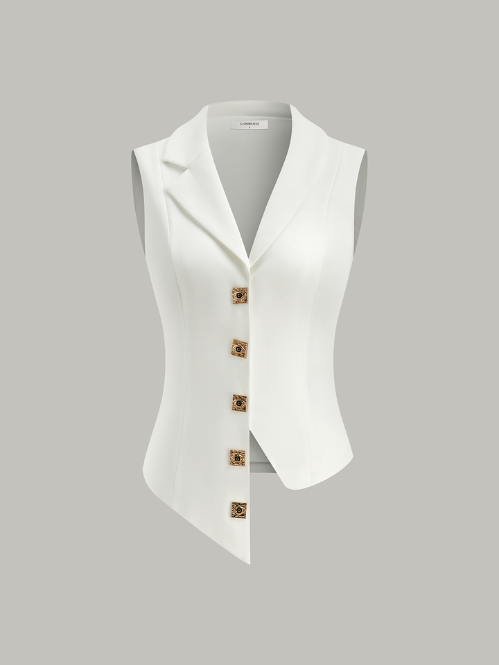 Asymmetrical Button-Front Vest