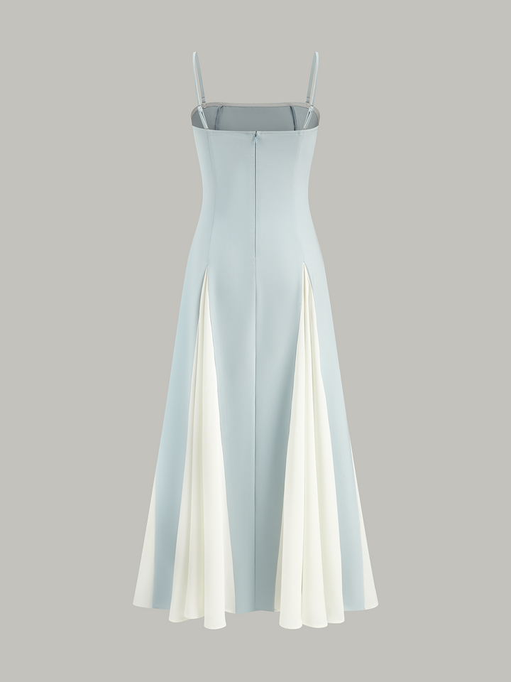 Color Block Strapless Maxi Dress