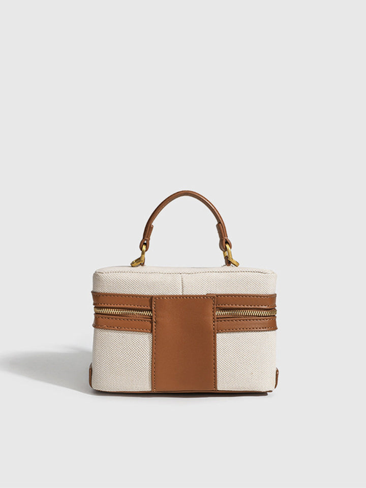 Dual-Tone Zippered Crossbody Bag