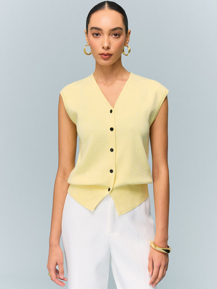 Button Knit Top with Convertible Styling Options