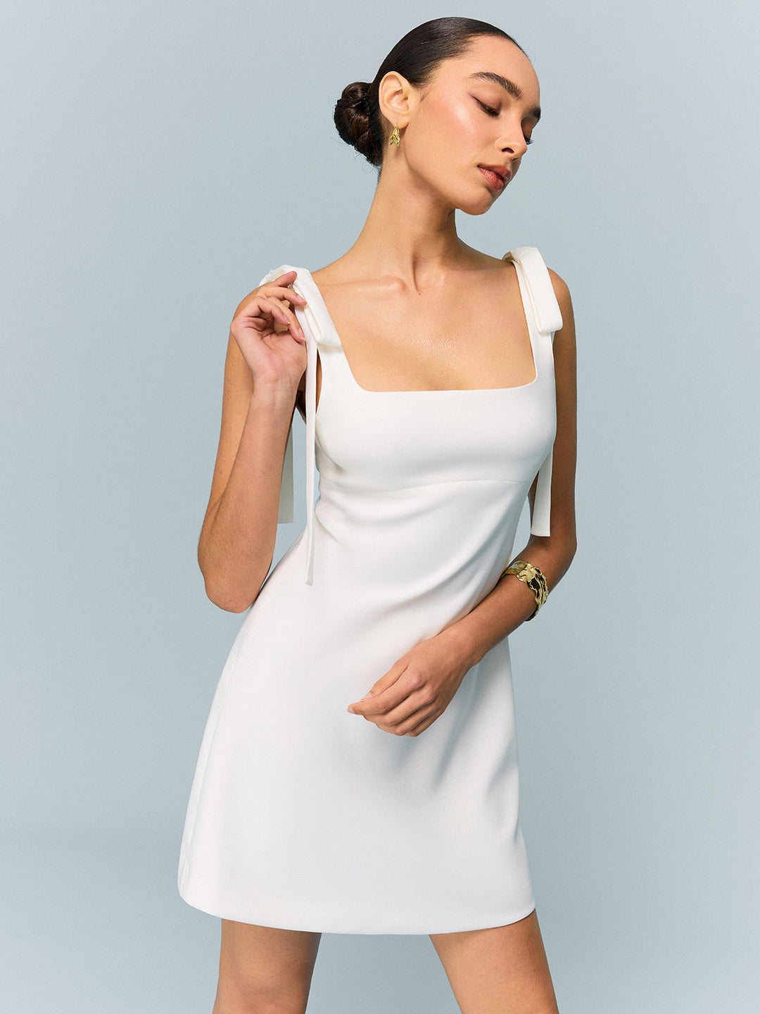 Bow-Strap Backless Mini Dress