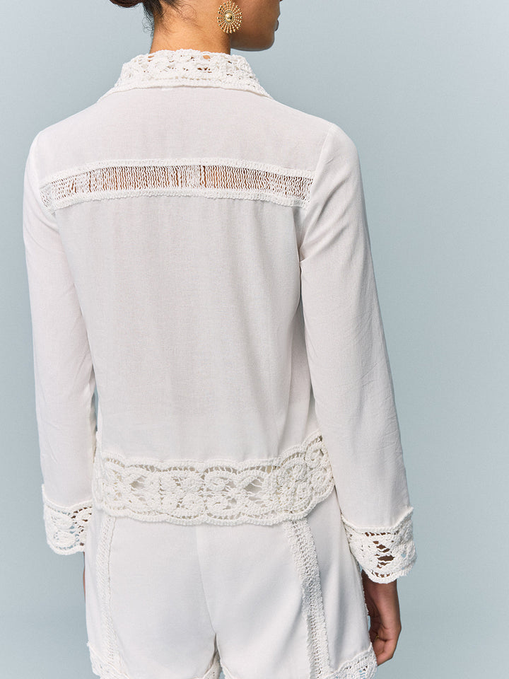 Crochet-Trimmed Shirt