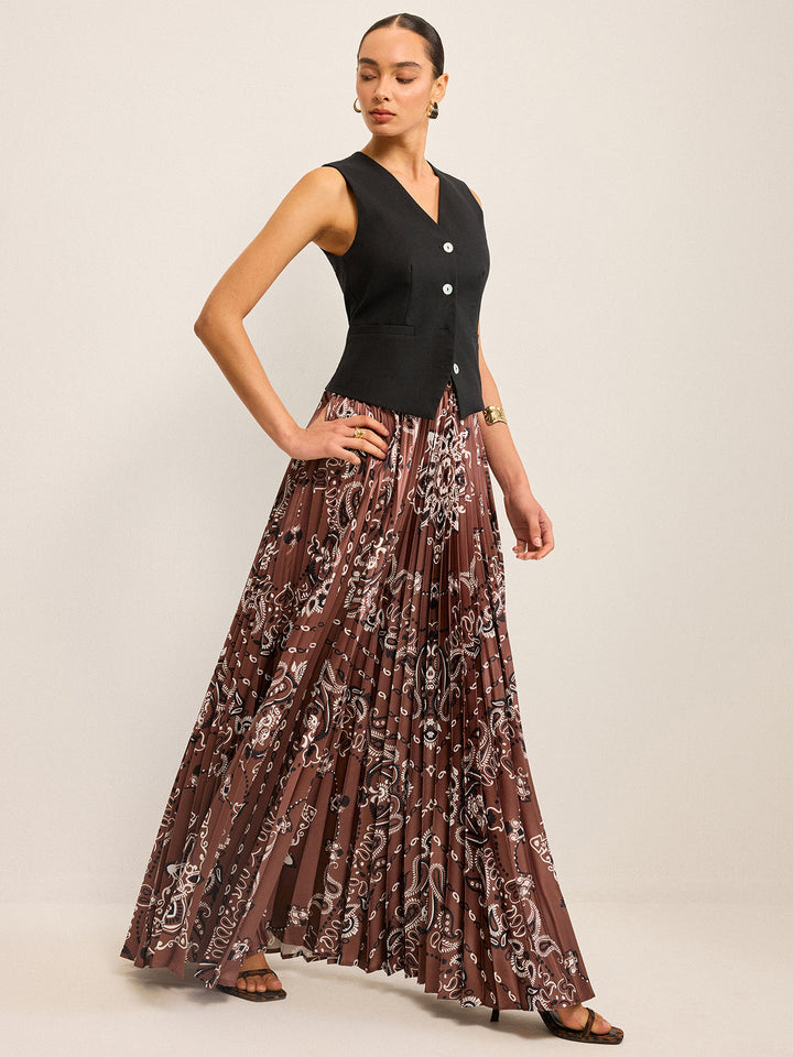 Boho Pleated Maxi Skir
