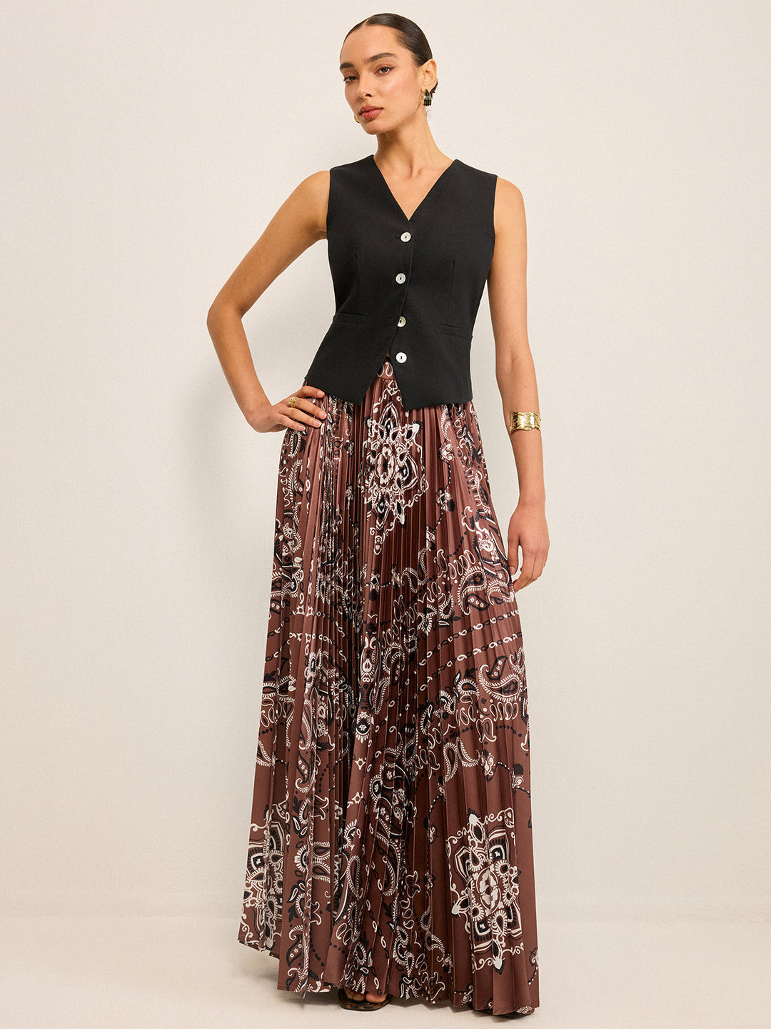 Boho Pleated Maxi Skir