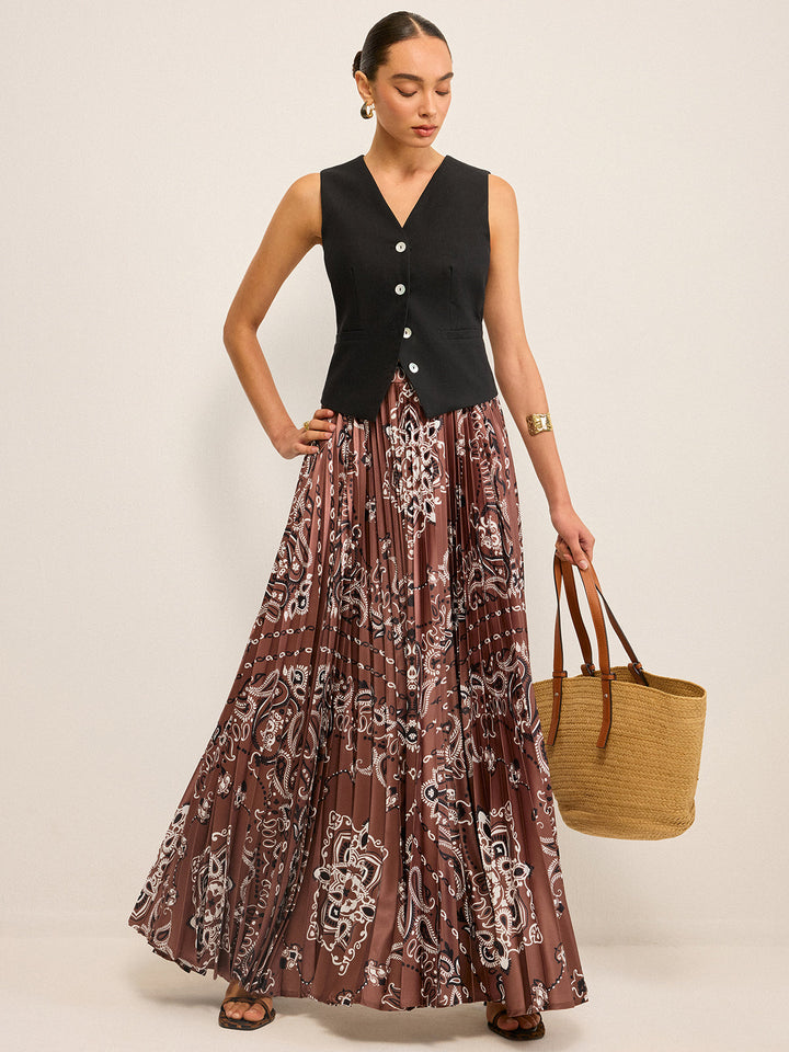 Boho Pleated Maxi Skir