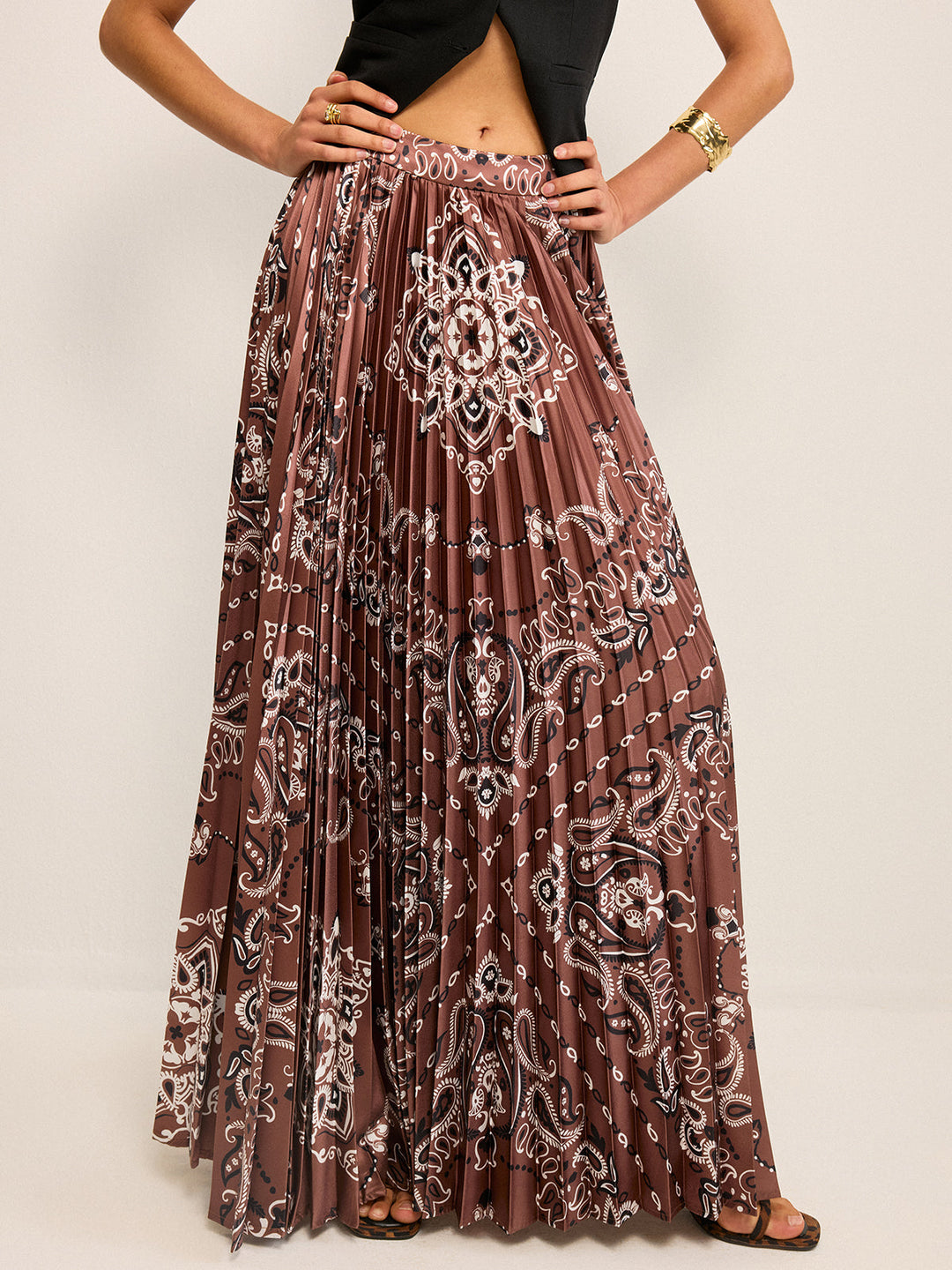 Boho Pleated Maxi Skir