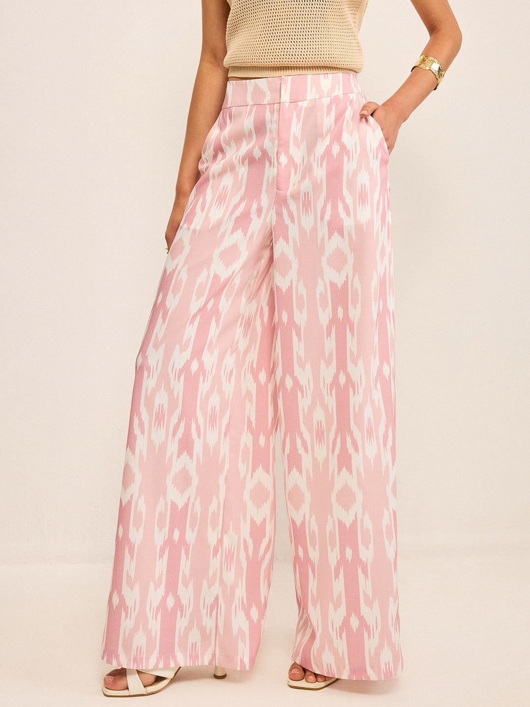 Boho Linen-Look Wide-Leg Pants
