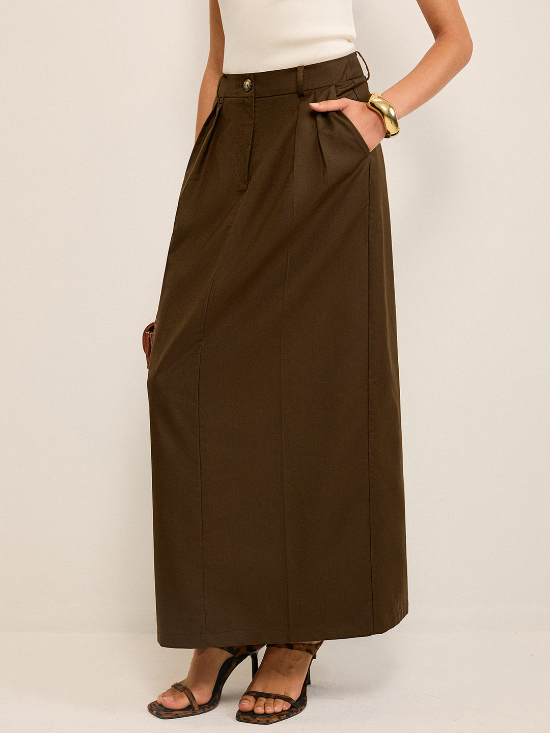 Pocketed High-Waisted Maxi Skirt