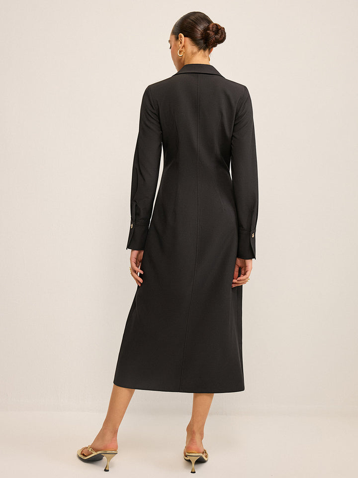 Long Sleeve Button-Front Shirt Dress