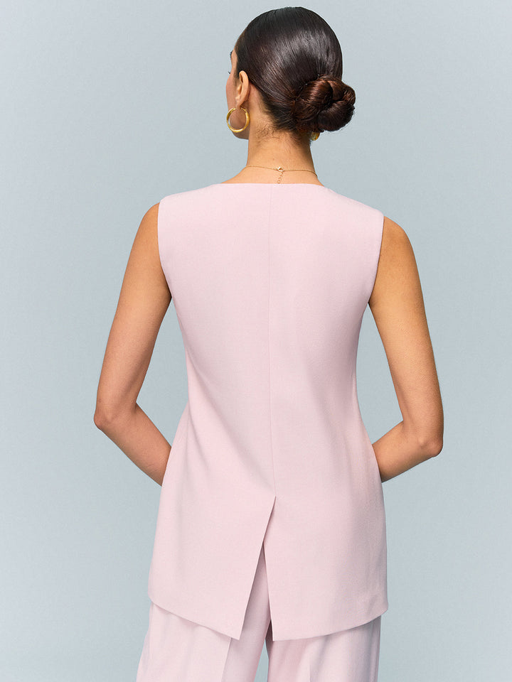 V-Neck Buttoned Detail Vest