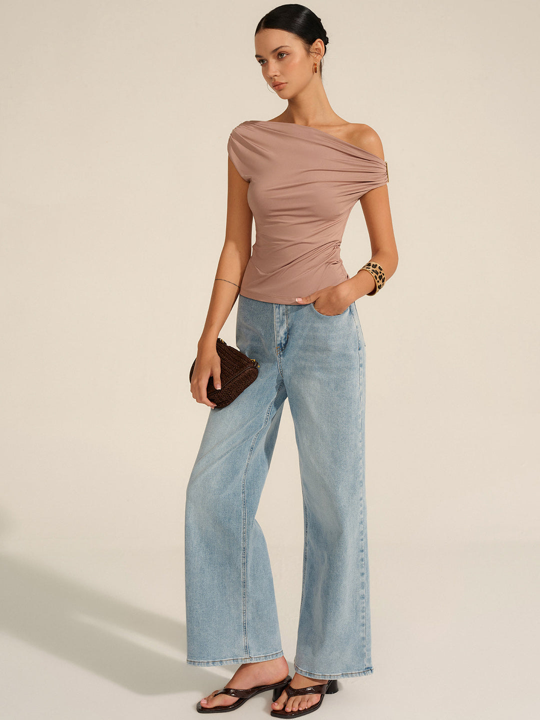 Ruched One-Shoulder Top