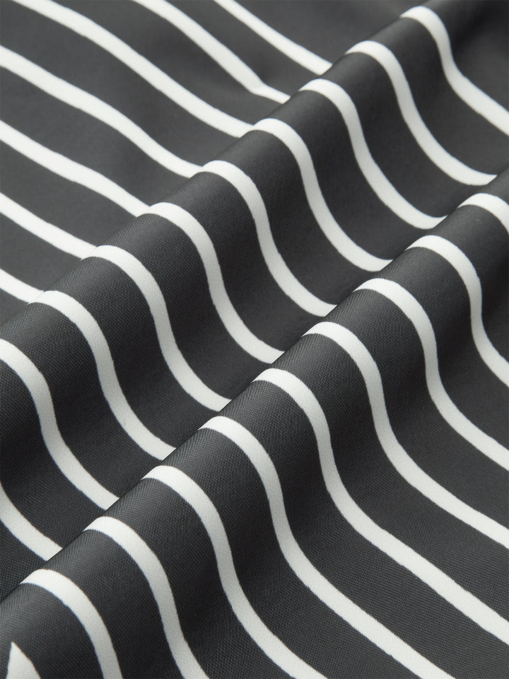 Semi-Sheer Striped Wrap-Front Knotted Top