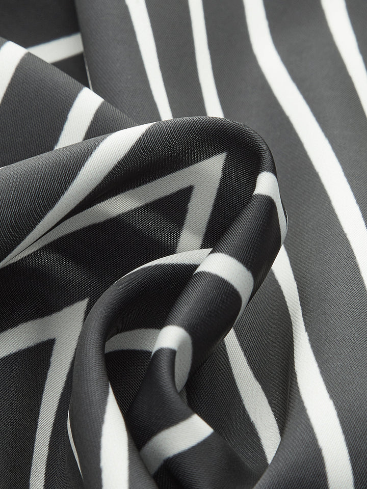 Semi-Sheer Striped Wrap-Front Knotted Top