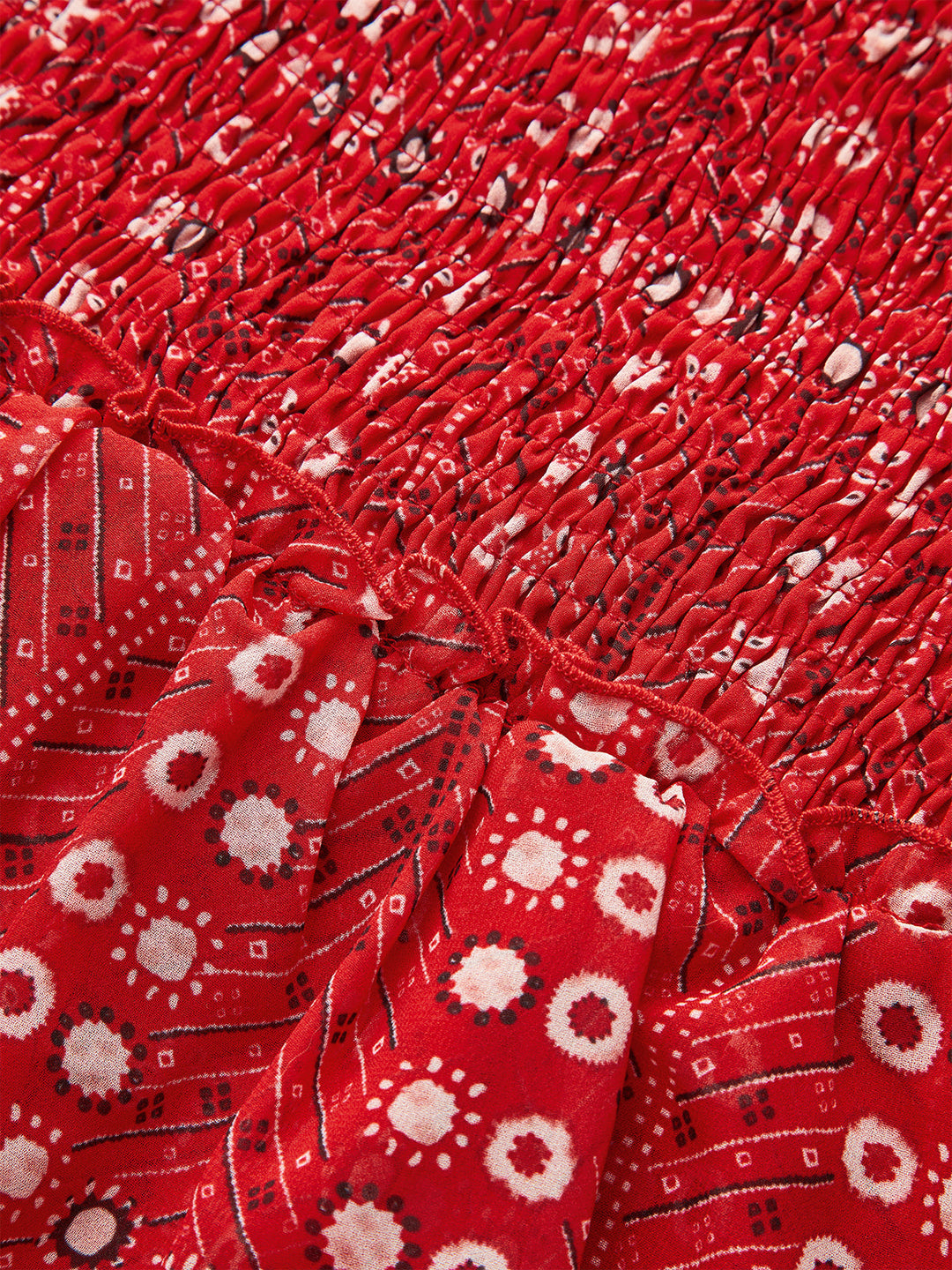 Boho Printed Smocked Tiered Mini Skirt